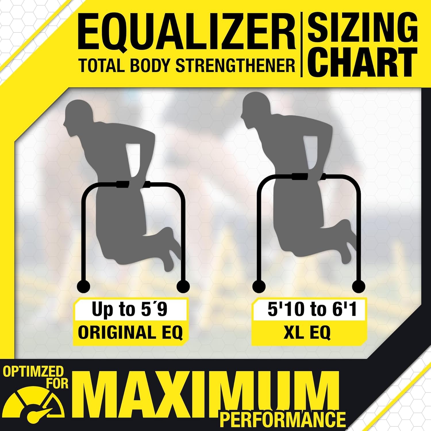 Fitness Dip Bar Stand - Original Equalizer Total Body Strengthener Pull up Bar Home Gym Exercise Equipment Dipping Station - Hip Resistance Band, Workout Guide and Online Group - Yellow
