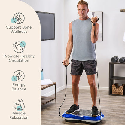 Waver Vibration Plate Exercise Machine for Lymphatic Drainage, Muscle Activation, Full-Body Workout Vibrating Platform with Loop Bands, Fitness Equipment for Strength Toning & Fat Loss