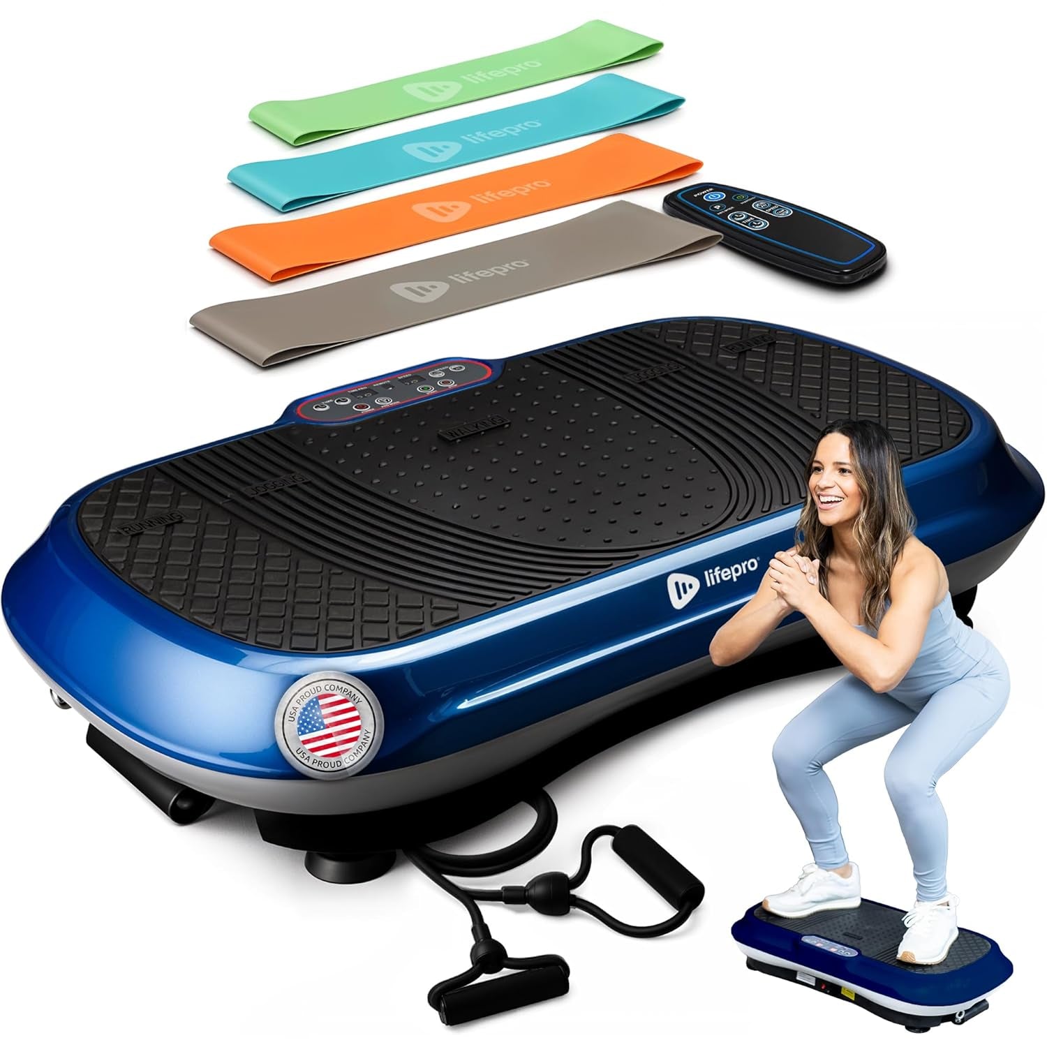 Waver Vibration Plate Exercise Machine for Lymphatic Drainage, Muscle Activation, Full-Body Workout Vibrating Platform with Loop Bands, Fitness Equipment for Strength Toning & Fat Loss